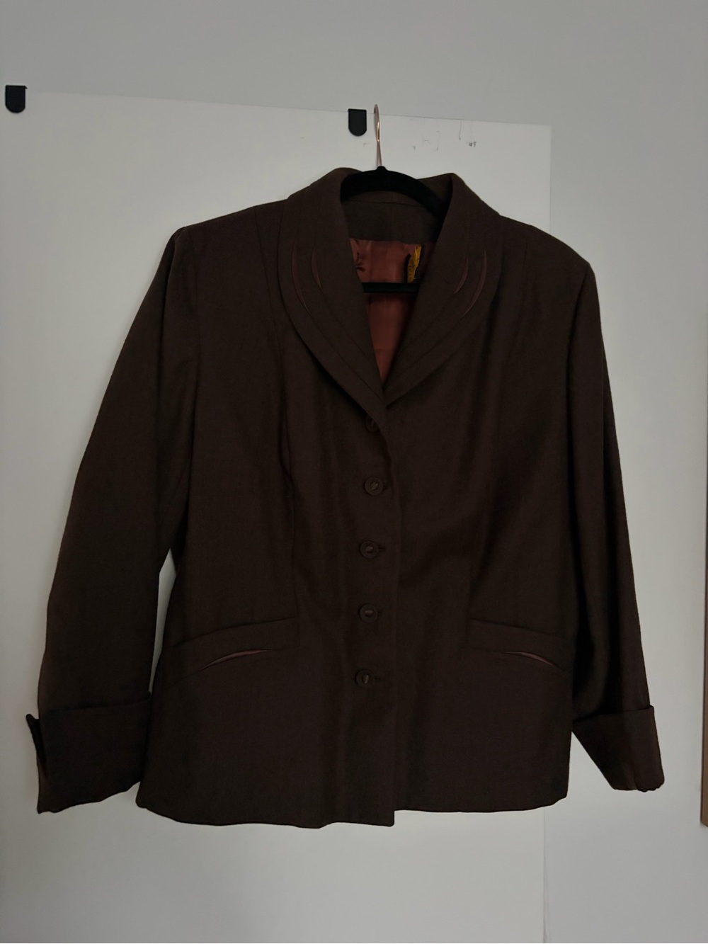Vintage 50s Sangolaine Original Montreal Wool Jacket Portrait Collar Brown